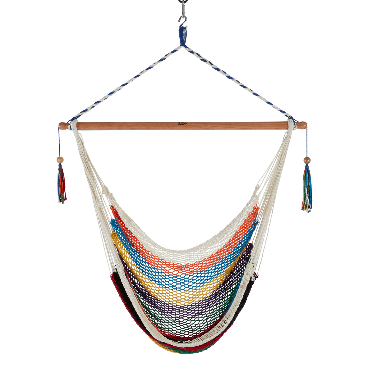 Bliss Hammocks 40-inch Multi-Color Island Rope Hammock Chair.