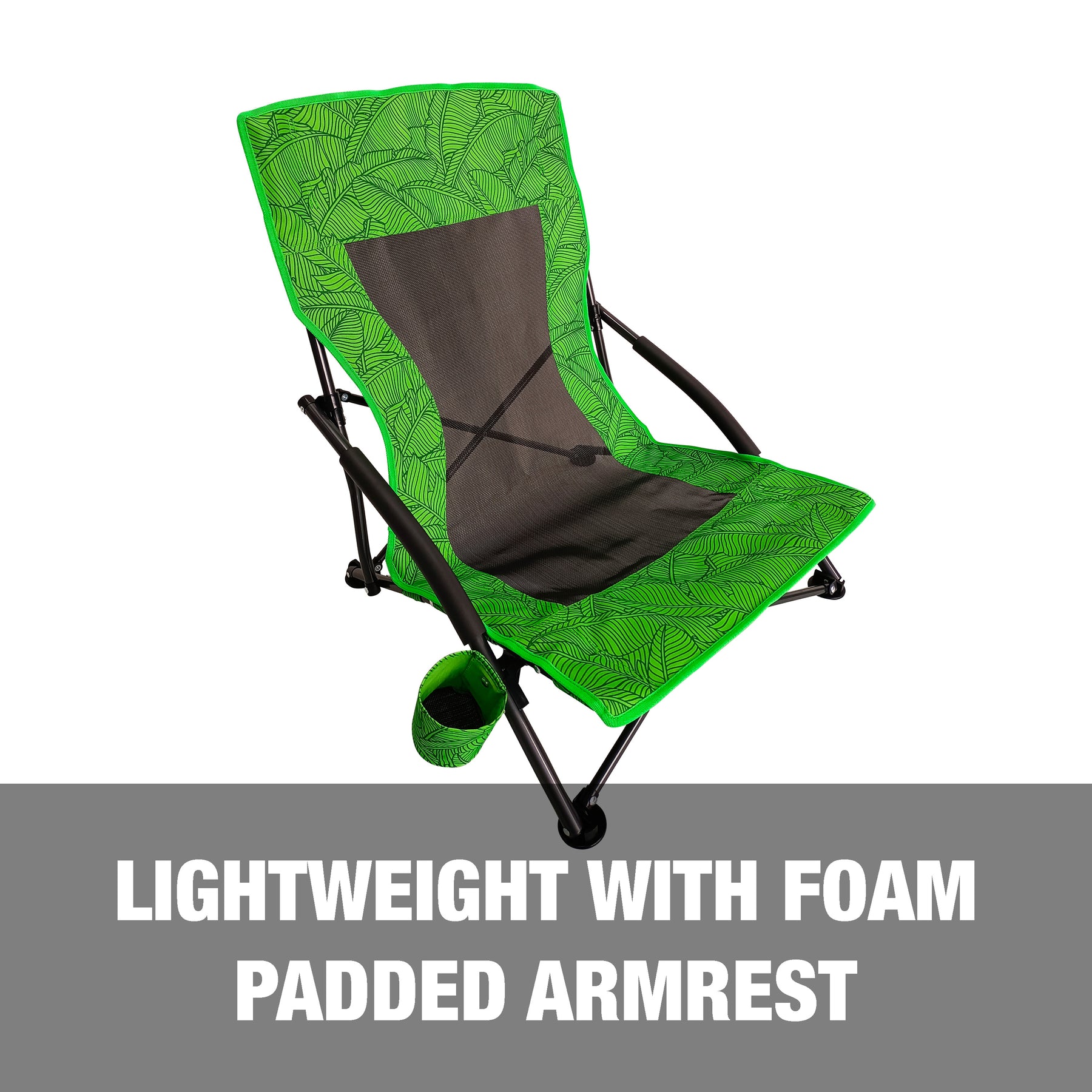 Bliss Hammocks Collapsible Beach Chair is lightweight with foam padded armrests.