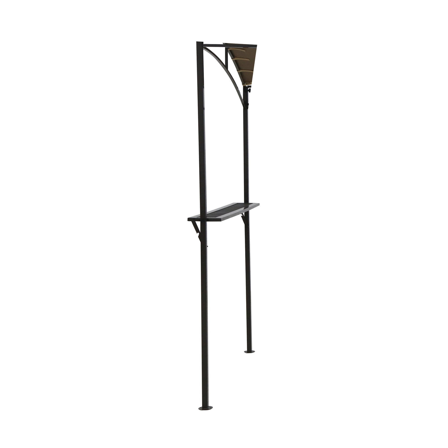 Left side frame of the Bliss Outdoors BBQ Grill Gazebo, showing its built-in serving shelf.