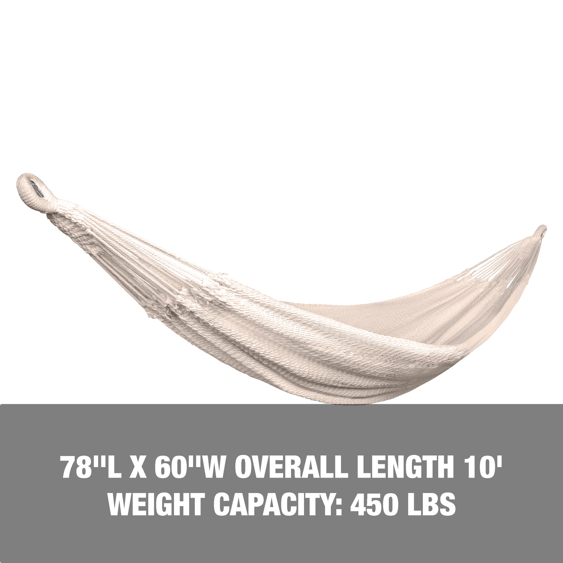 Brazilian Style Oversized Rope Hammock w/ Hanging Hardware | 60-in. Wide | 450 Lb. Capacity