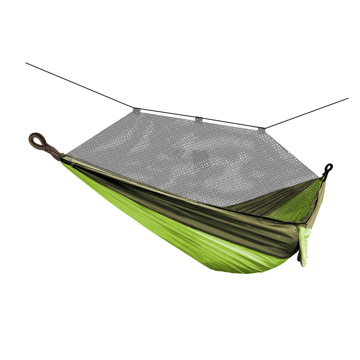 Bliss Hammocks 54-inch Wide Hammock in a Bag with mosquito net, inside pocket, and tree straps in the forest green variation.