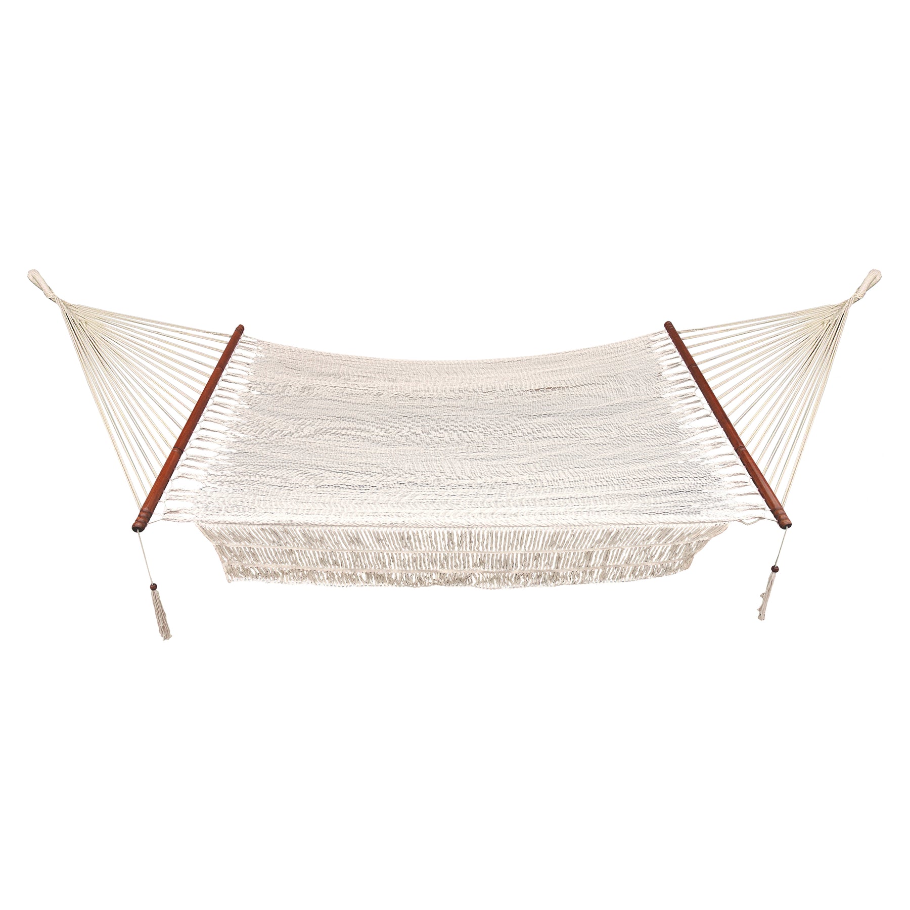 Fringed Island Rope Hammock w/ Spreader Bars & Hanging Hardware | 48-in. Wide | 300 Lb. Capacity