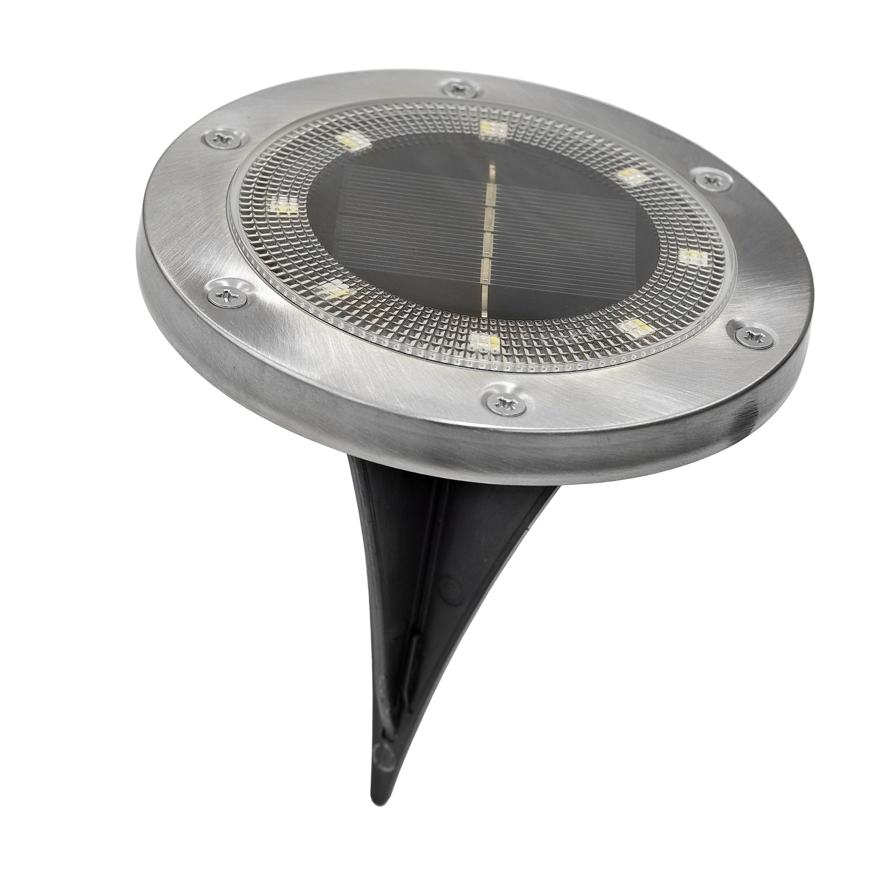 Angled view of Bliss Outdoors Solar Powered LED Pathway light with ABS casing.