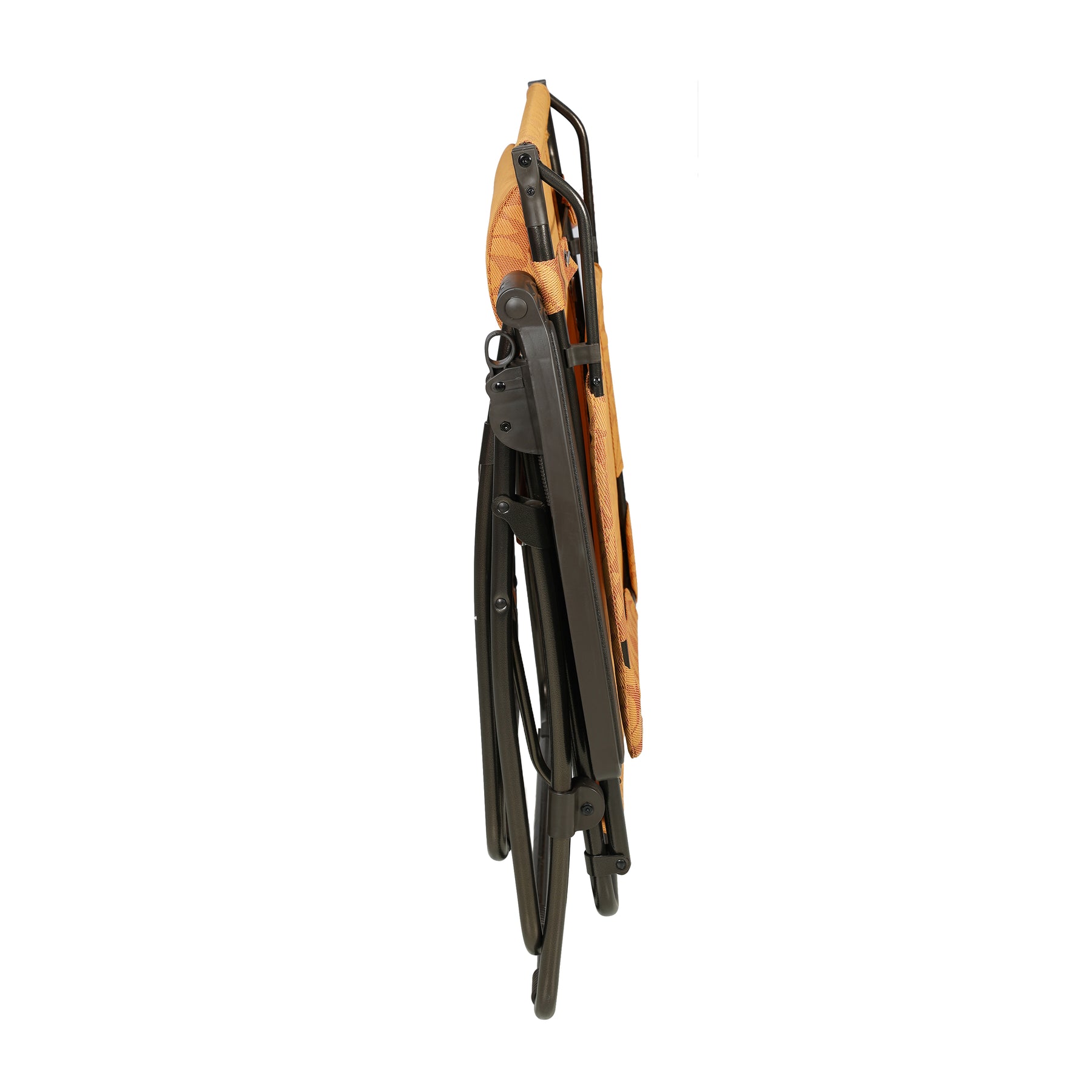 Folded Bliss Hammocks 30-inch Wide XL Zero Gravity Chair with Adjustable Canopy Sun-Shade, Drink Tray, and Adjustable Pillow in the amber leaf variation.
