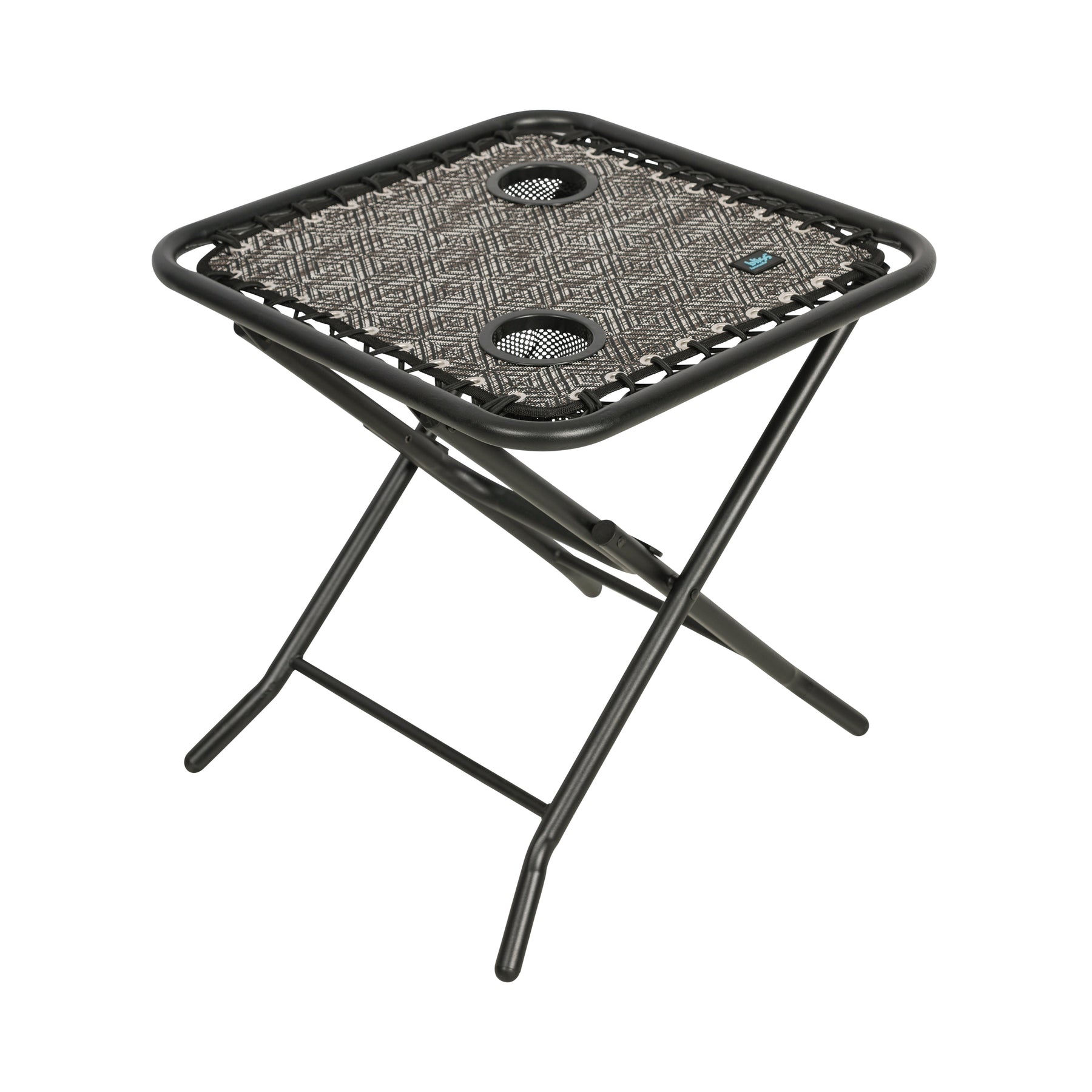 Bliss Hammocks 20-inch Folding Side Table with 2 Built-In Cup Holders in the diamond jacquard variation.