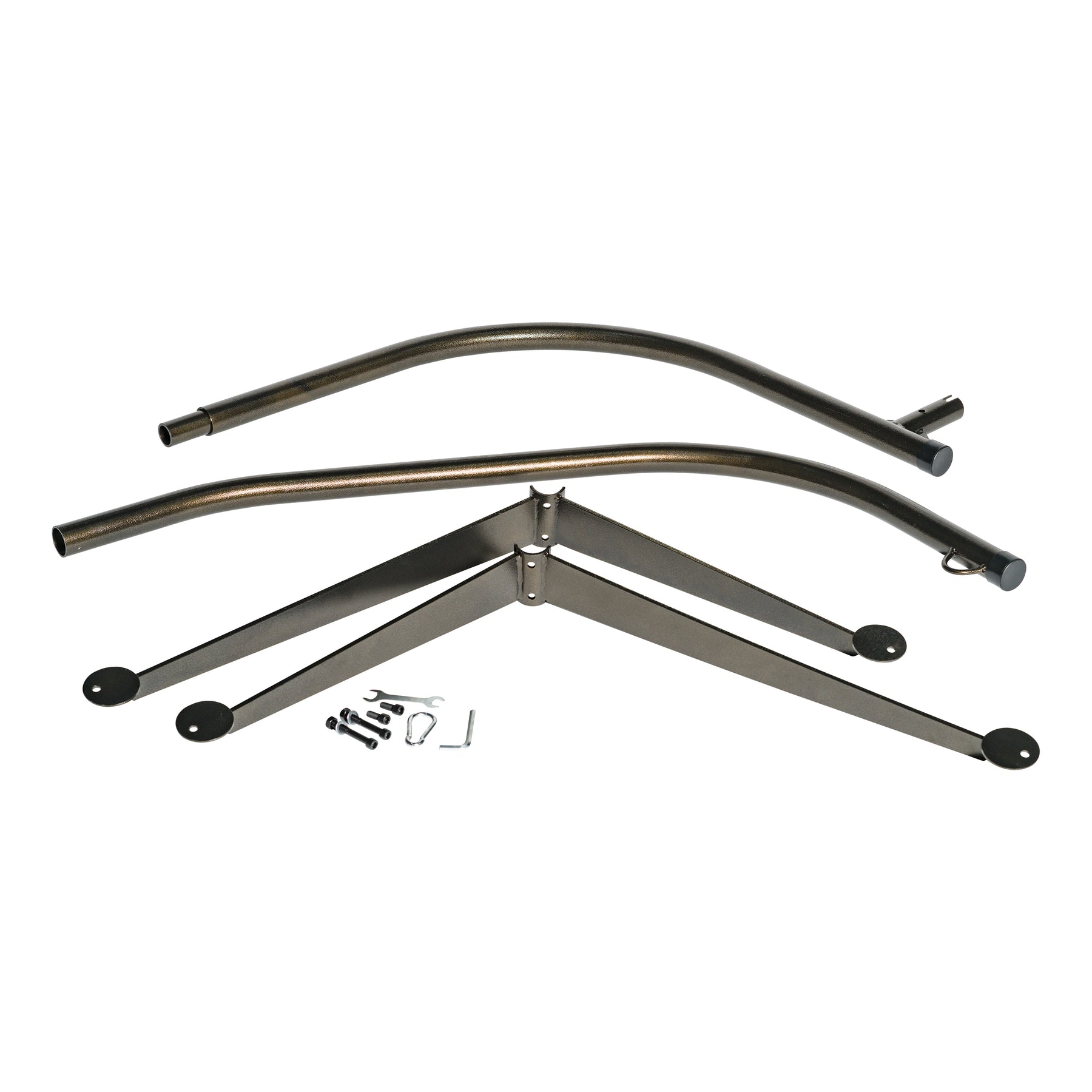 Unassembled pieces of Bliss Hammocks 84-inch Swing Chair Stand with Hanging Hook.