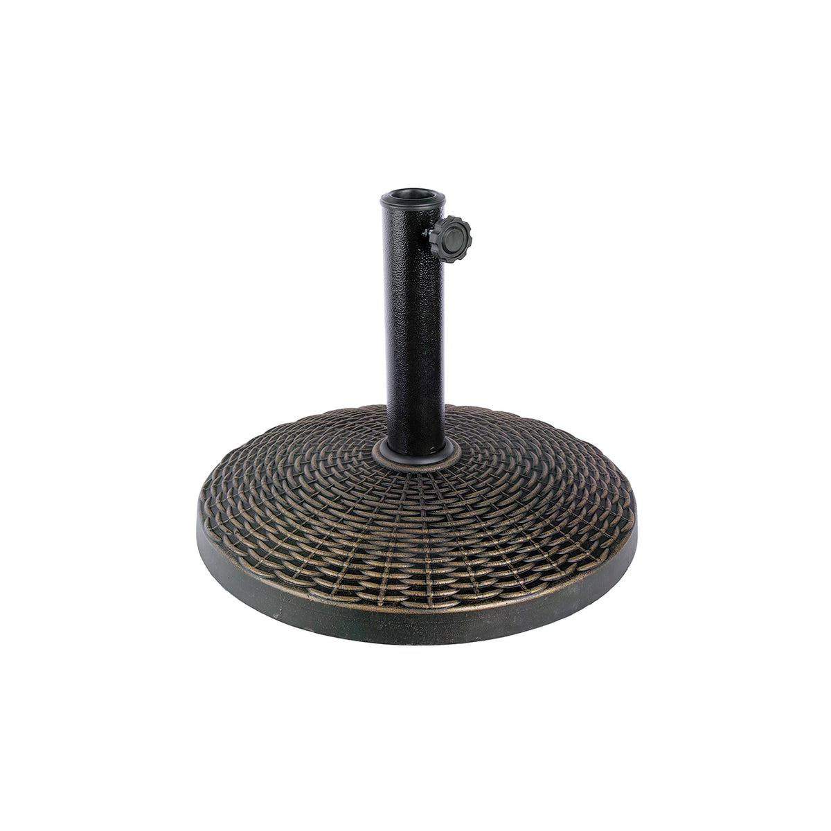 Bliss Outdoors Heavy-Duty Umbrella Base in the wicker variation.