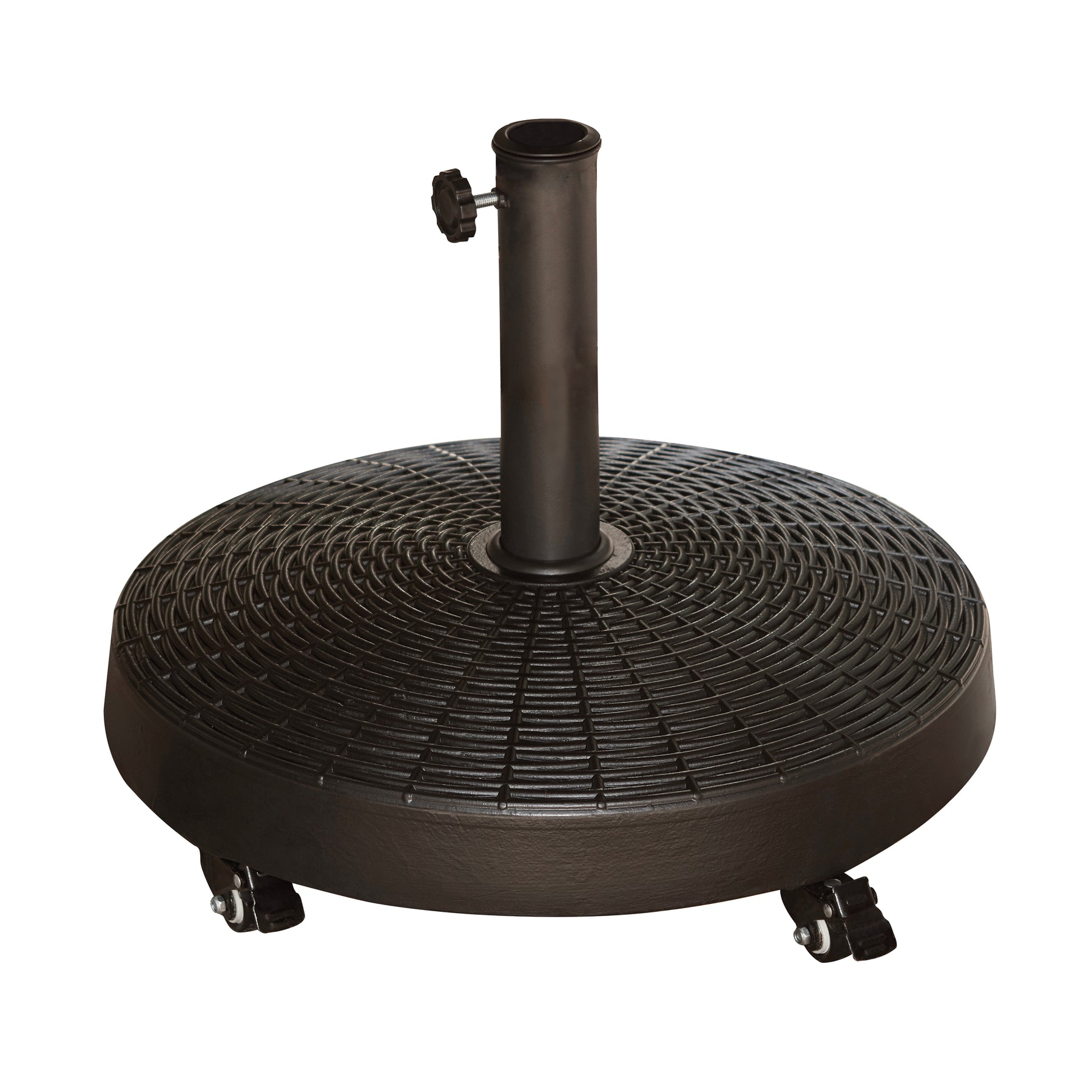 Bliss Outdoors 20.5-inch Outdoor Umbrella Stand with Movable Locking Wheels.