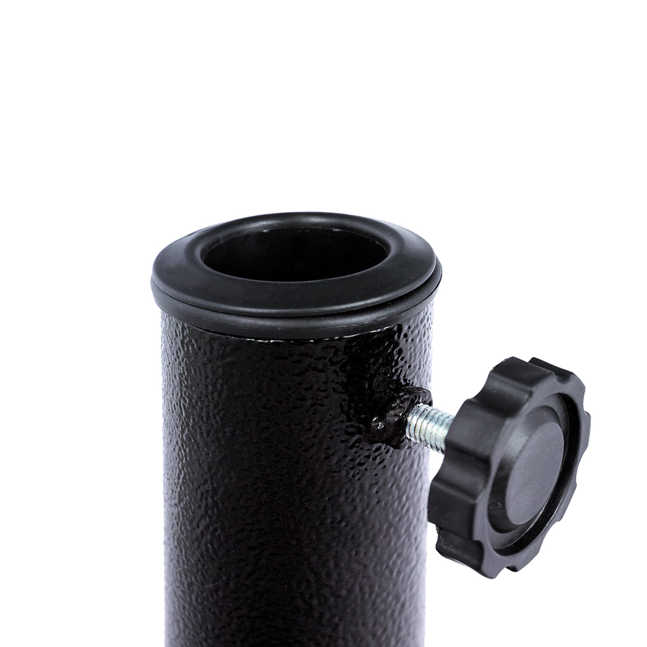 Close-up of opening and twist knob for the Bliss Outdoors Heavy-Duty Umbrella Base.