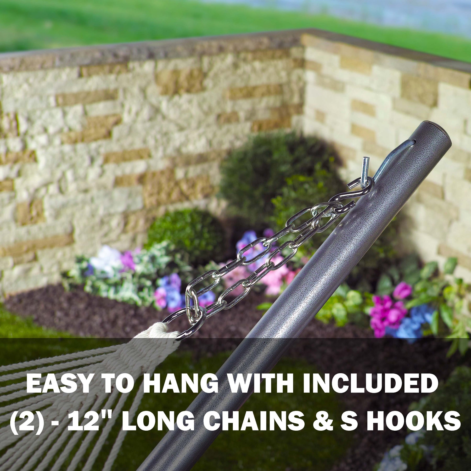 Easy to hang with included two 12-inch long chains and S-hooks.