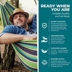 Bliss Hammocks Hammock in a Bag W/ Rope loops + Hanging Hardware + Universal Multi-Loop Suspension System | 40-in. Wide | 220 Lb. Capacity