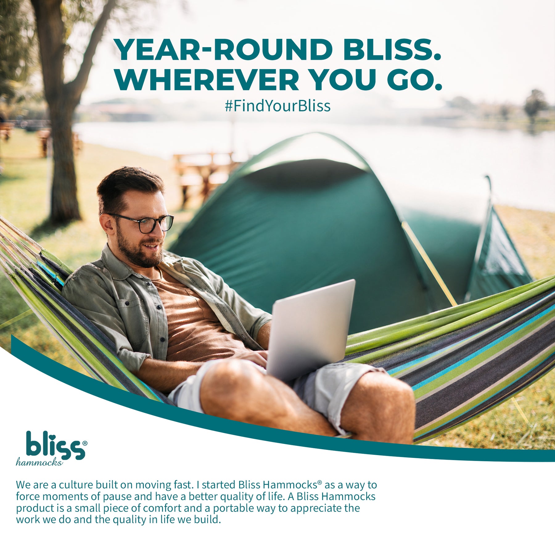 Bliss Hammocks Hammock in a Bag W/ Rope loops + Hanging Hardware + Universal Multi-Loop Suspension System | 40-in. Wide | 220 Lb. Capacity