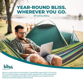 Bliss Hammocks Hammock in a Bag W/ Rope loops + Hanging Hardware + Universal Multi-Loop Suspension System | 40-in. Wide | 220 Lb. Capacity