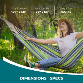 Bliss Hammocks Double Hammock in a Bag W/ Rope loops + Hanging Hardware + Universal Multi-Loop Suspension System | 60-in. Wide | 265 Lb. Capacity