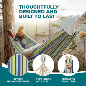 Bliss Hammocks Double Hammock in a Bag W/ Rope loops + Hanging Hardware + Universal Multi-Loop Suspension System | 60-in. Wide | 265 Lb. Capacity