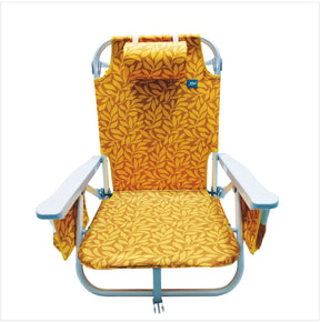 Backpack Aluminum Beach Chair W/ Side Pocket & Detachable Cooler Bag | 5 Reclining Positions | 275 Lb. Capacity