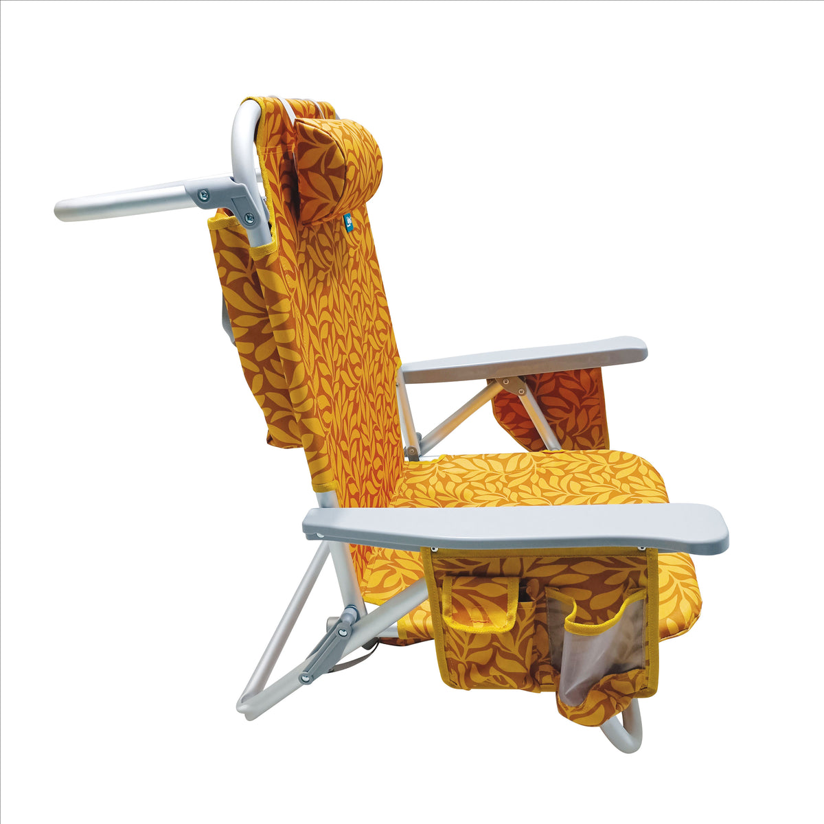 Backpack Aluminum Beach Chair W/ Side Pocket & Detachable Cooler Bag | 5 Reclining Positions | 275 Lb. Capacity