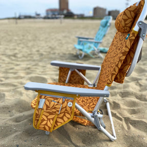 Backpack Aluminum Beach Chair W/ Side Pocket & Detachable Cooler Bag | 5 Reclining Positions | 275 Lb. Capacity