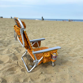 Backpack Aluminum Beach Chair W/ Side Pocket & Detachable Cooler Bag | 5 Reclining Positions | 275 Lb. Capacity