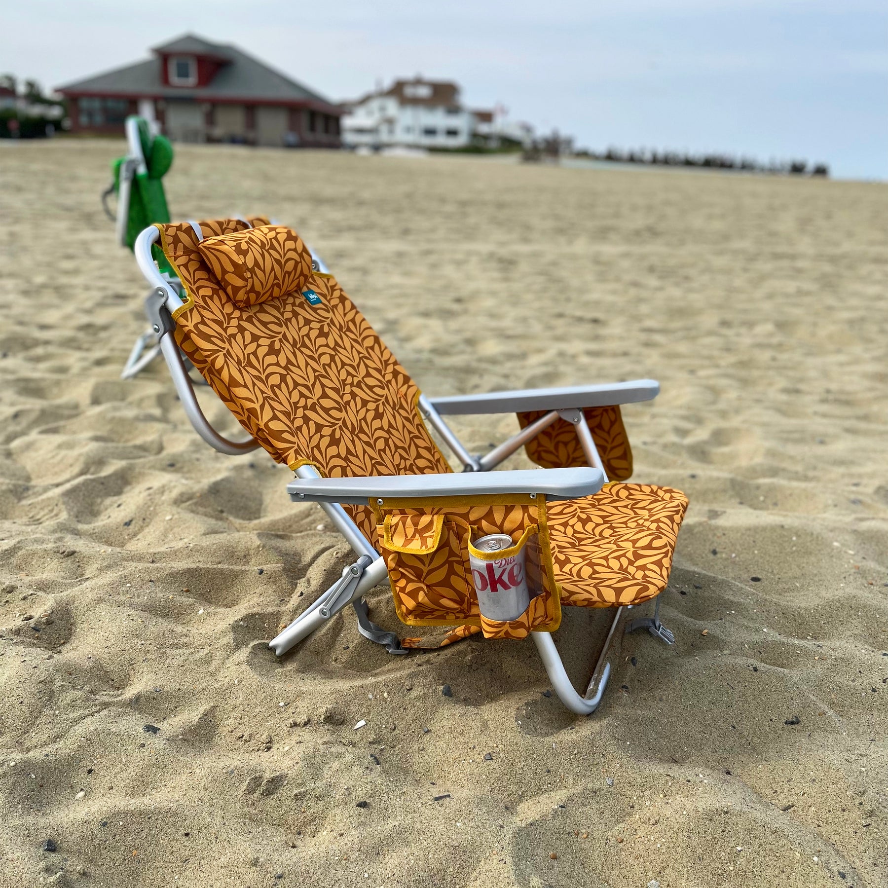 Backpack Aluminum Beach Chair W/ Side Pocket & Detachable Cooler Bag | 5 Reclining Positions | 275 Lb. Capacity