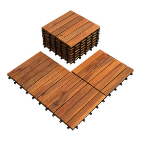 Bliss Outdoors Hardwood 6-Slat Interlocking Deck Tiles