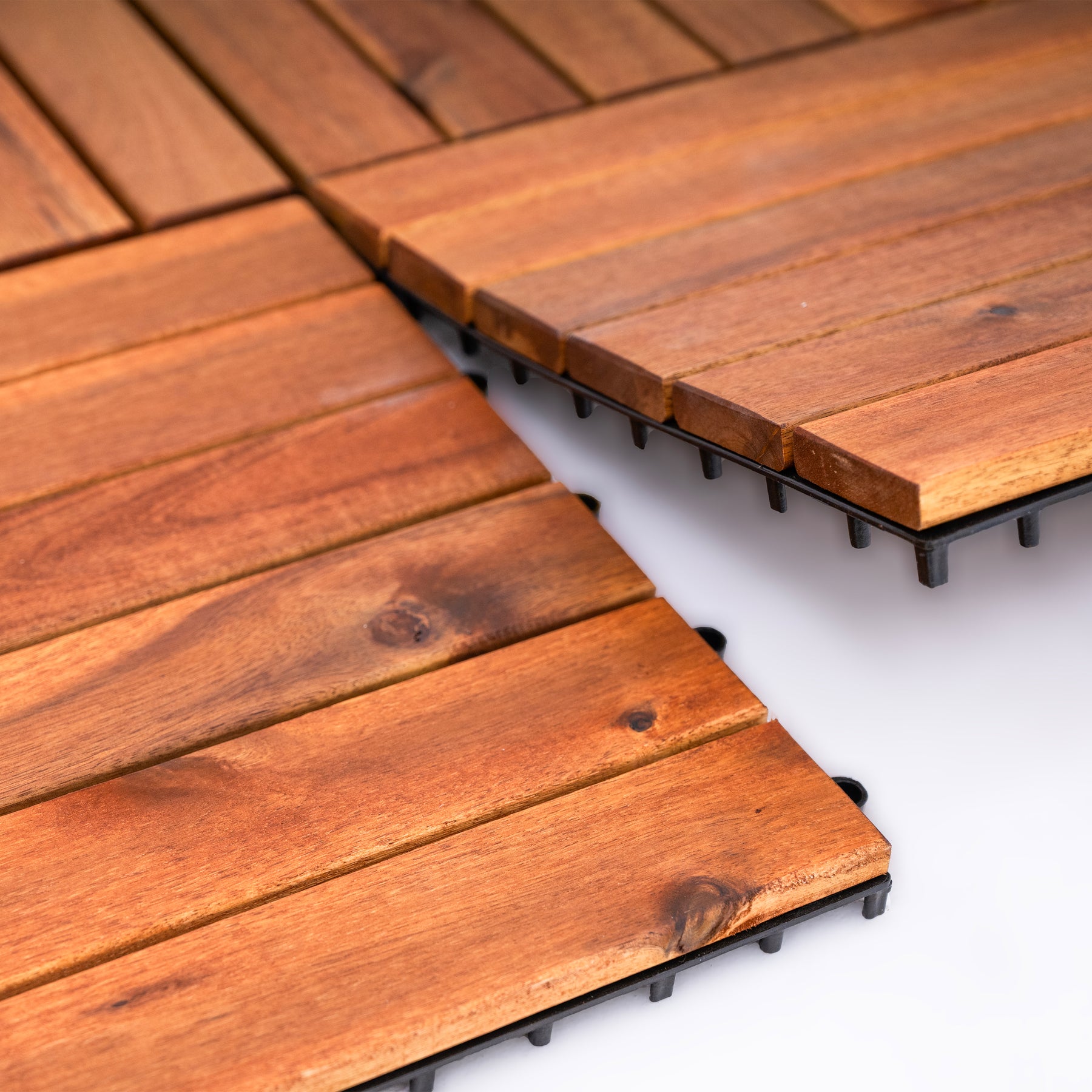 Bliss Outdoors Hardwood 6-Slat Interlocking Deck Tiles