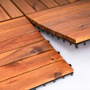 Bliss Outdoors Hardwood 6-Slat Interlocking Deck Tiles