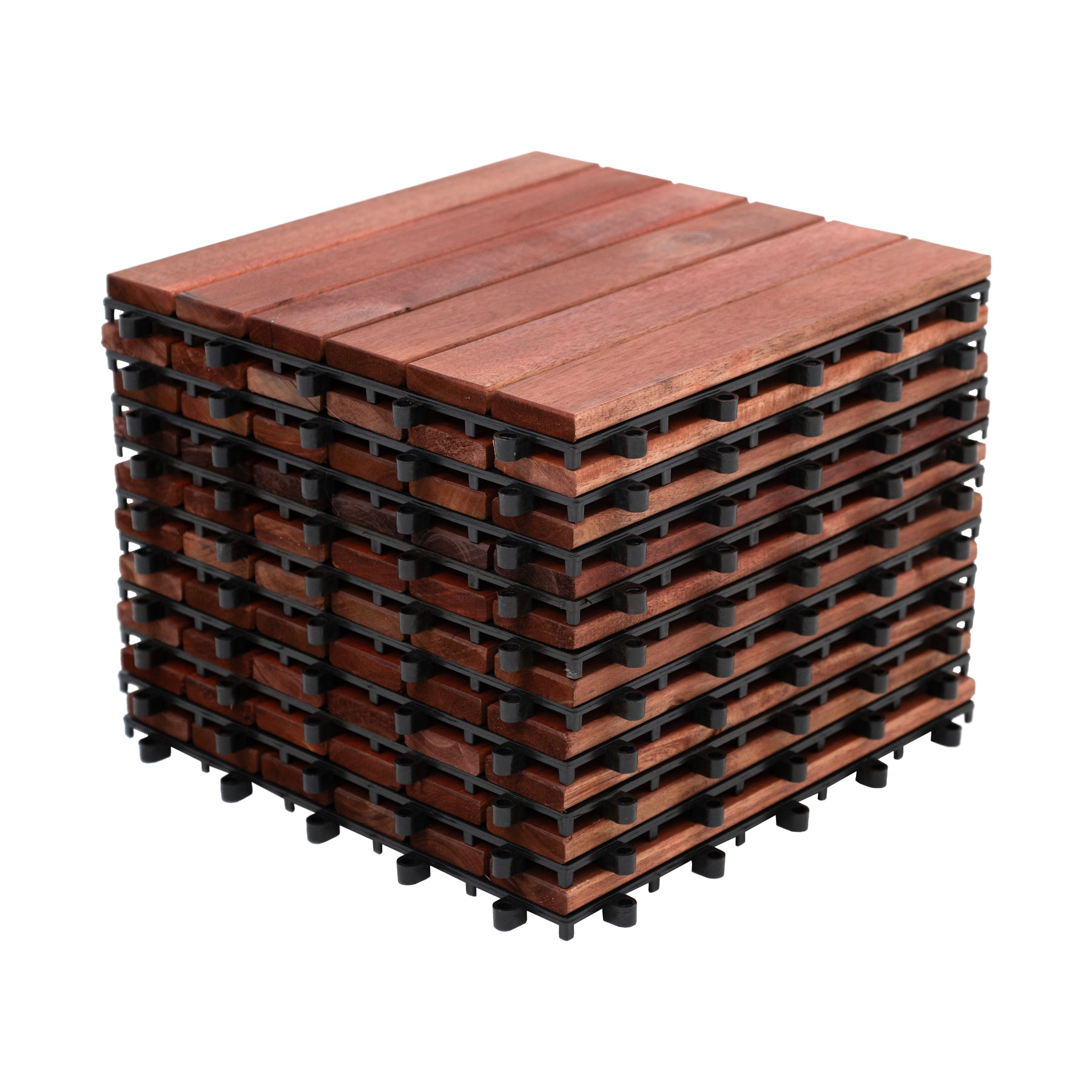 Bliss Outdoors Hardwood 6-Slat Interlocking Deck Tiles
