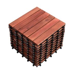 Bliss Outdoors Hardwood 6-Slat Interlocking Deck Tiles
