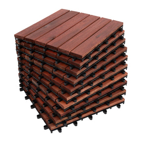 Bliss Outdoors Hardwood 6-Slat Interlocking Deck Tiles
