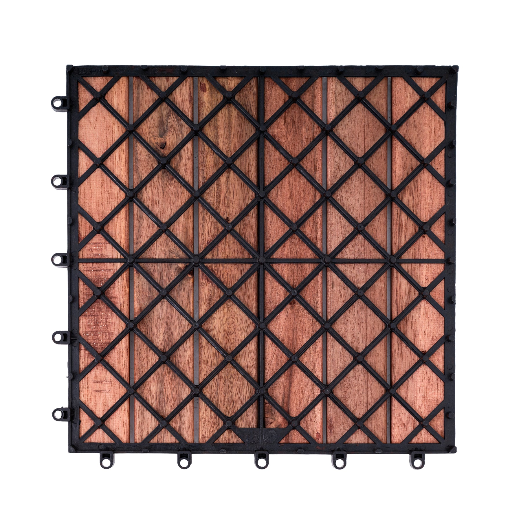 Bliss Outdoors Hardwood 6-Slat Interlocking Deck Tiles