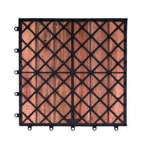 Bliss Outdoors Hardwood 6-Slat Interlocking Deck Tiles
