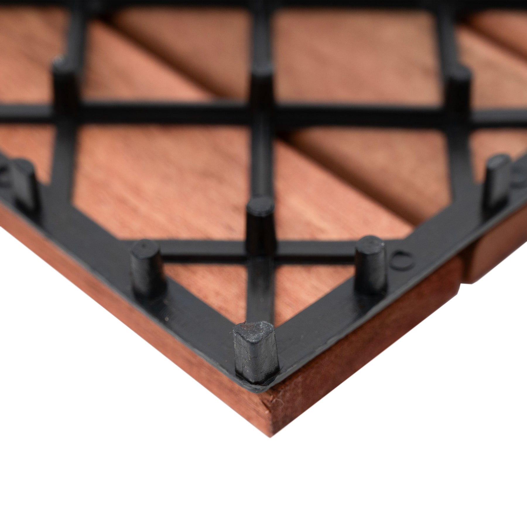 Bliss Outdoors Hardwood 6-Slat Interlocking Deck Tiles