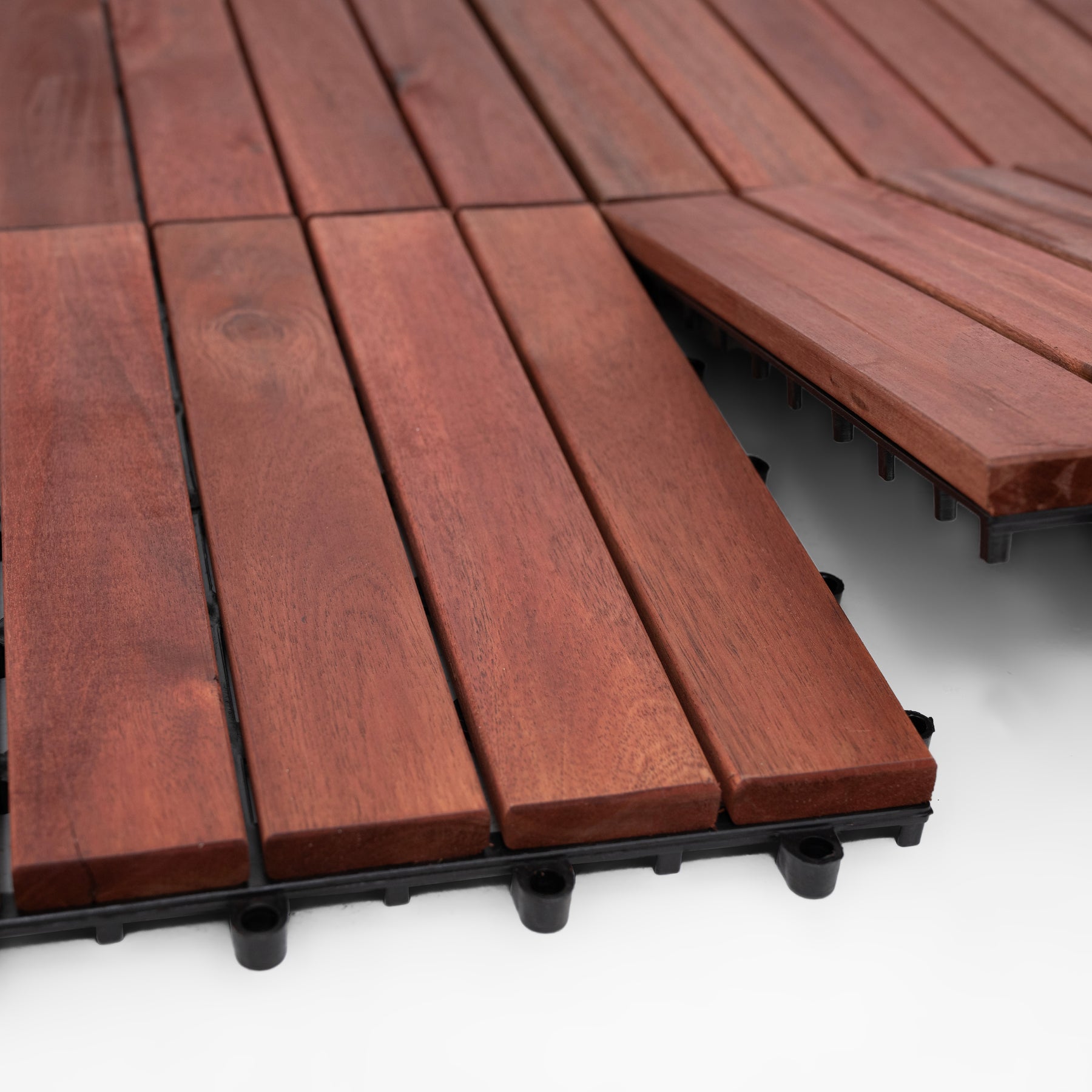 Bliss Outdoors Hardwood 6-Slat Interlocking Deck Tiles