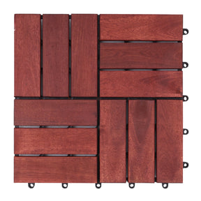 Bliss Outdoors Hardwood 12-Slat Interlocking Deck Tiles