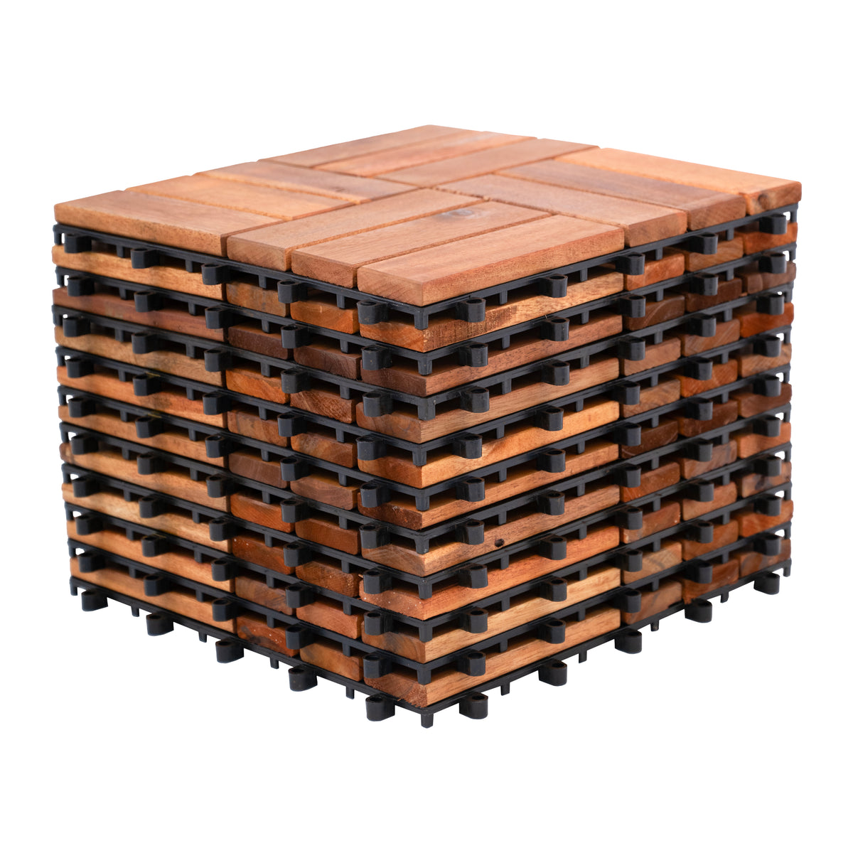 Bliss Outdoors Hardwood 12-Slat Interlocking Deck Tiles