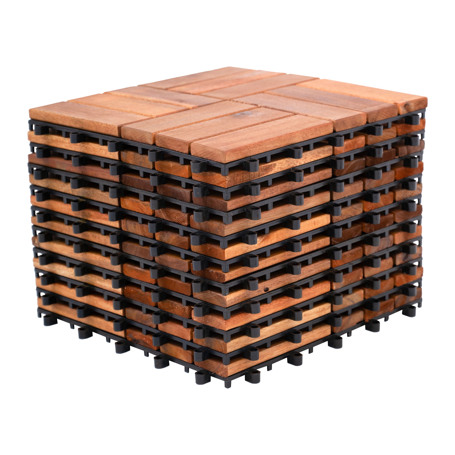 Bliss Outdoors Hardwood 12-Slat Interlocking Deck Tiles