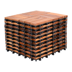 Bliss Outdoors Hardwood 12-Slat Interlocking Deck Tiles