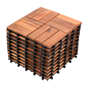 Bliss Outdoors Hardwood 12-Slat Interlocking Deck Tiles