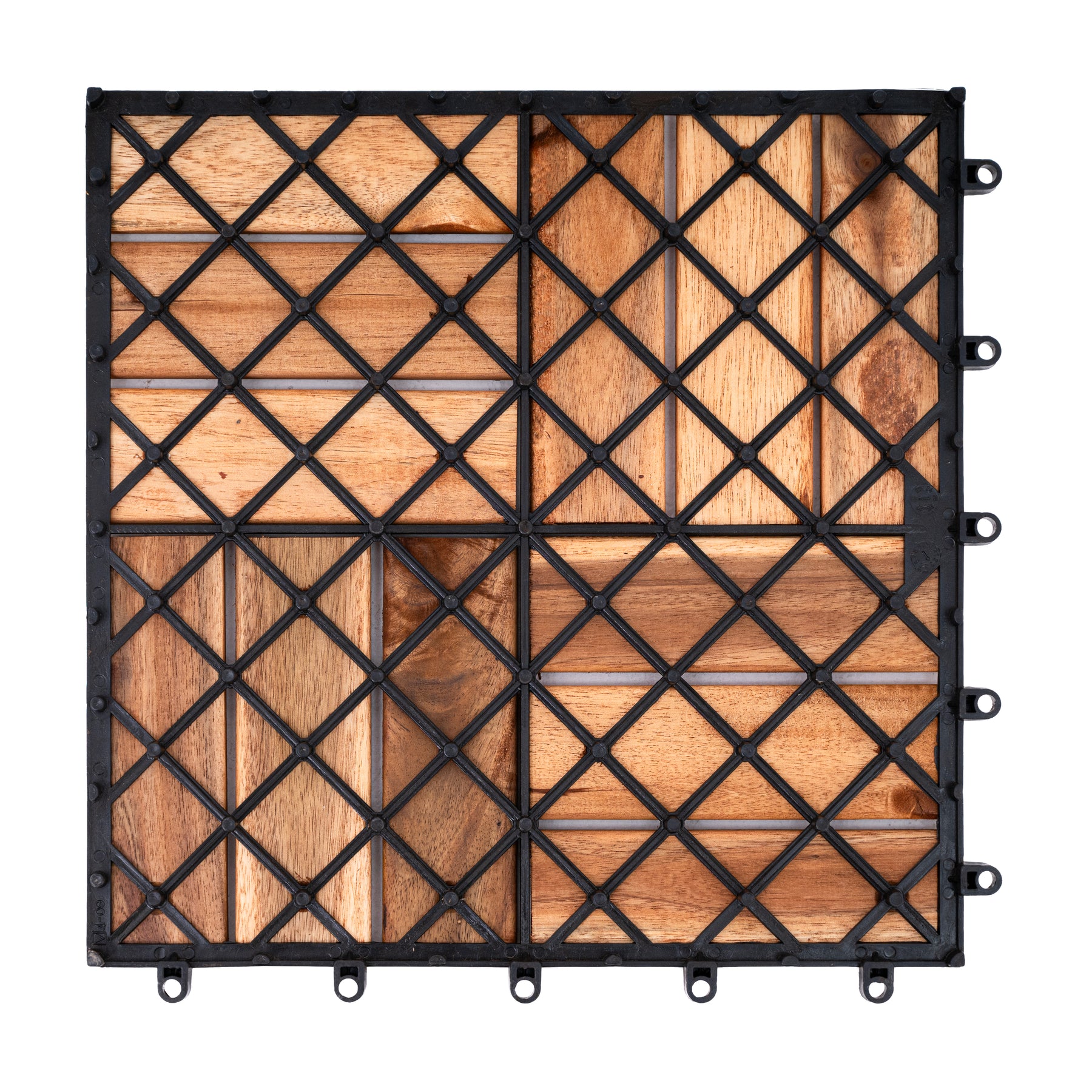 Bliss Outdoors Hardwood 12-Slat Interlocking Deck Tiles