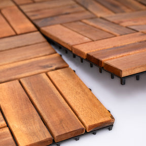 Bliss Outdoors Hardwood 12-Slat Interlocking Deck Tiles