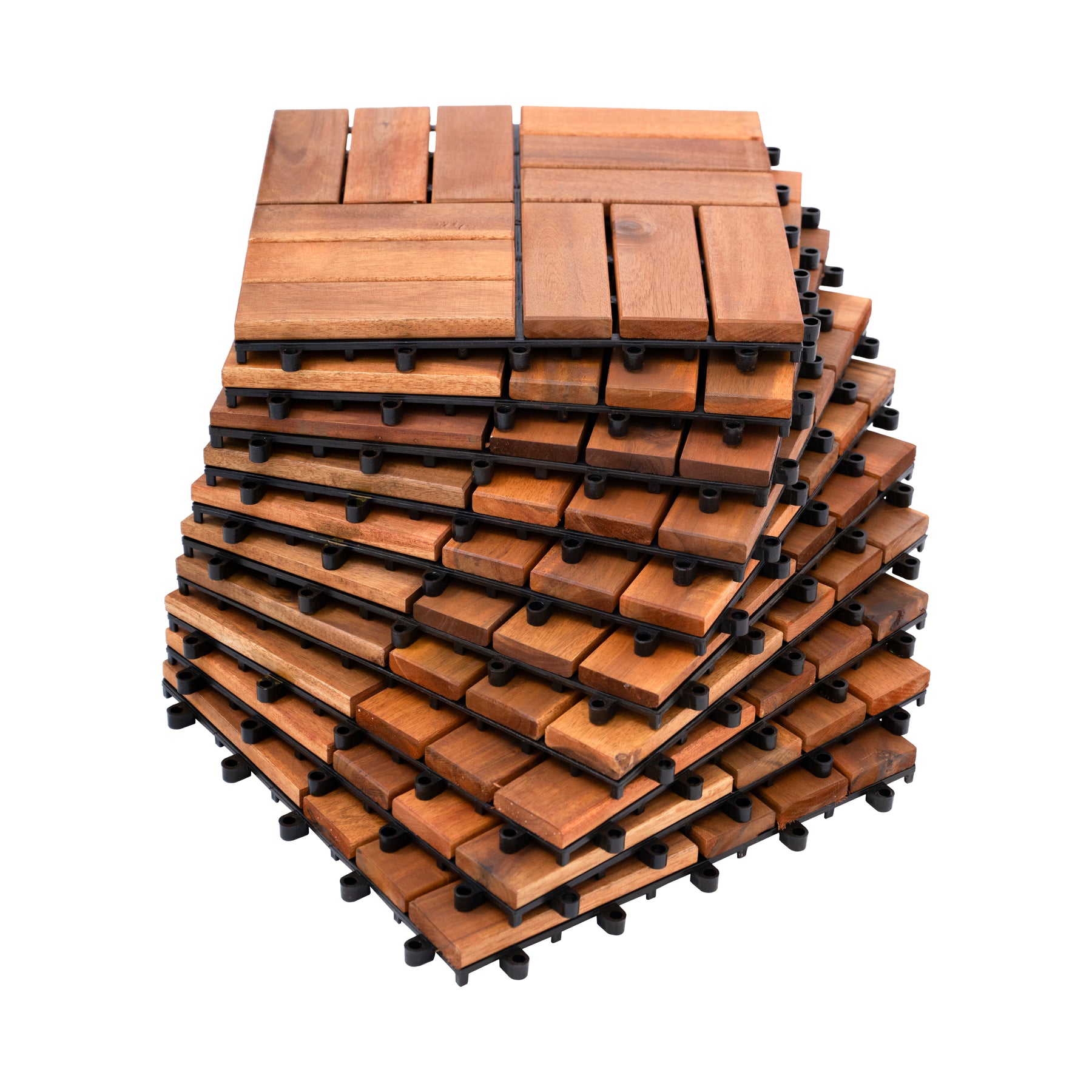 Bliss Outdoors Hardwood 12-Slat Interlocking Deck Tiles