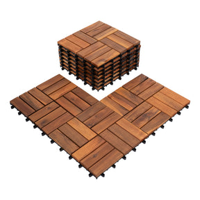 Bliss Outdoors Hardwood 12-Slat Interlocking Deck Tiles