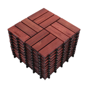 Bliss Outdoors Hardwood 12-Slat Interlocking Deck Tiles