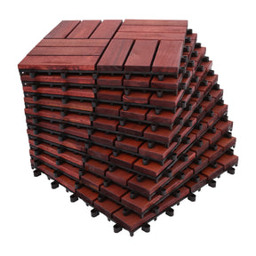 Bliss Outdoors Hardwood 12-Slat Interlocking Deck Tiles