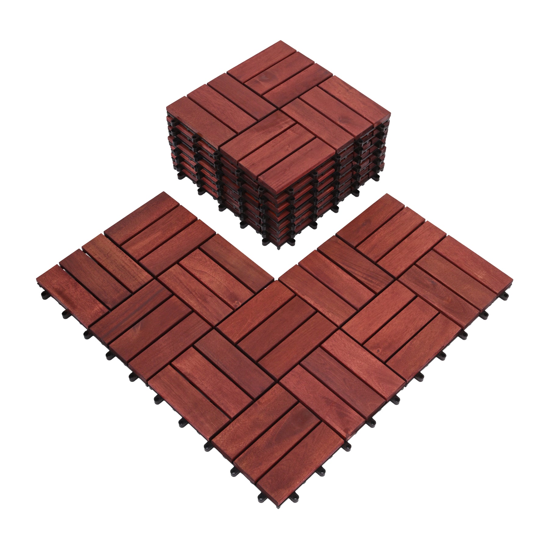 Bliss Outdoors Hardwood 12-Slat Interlocking Deck Tiles