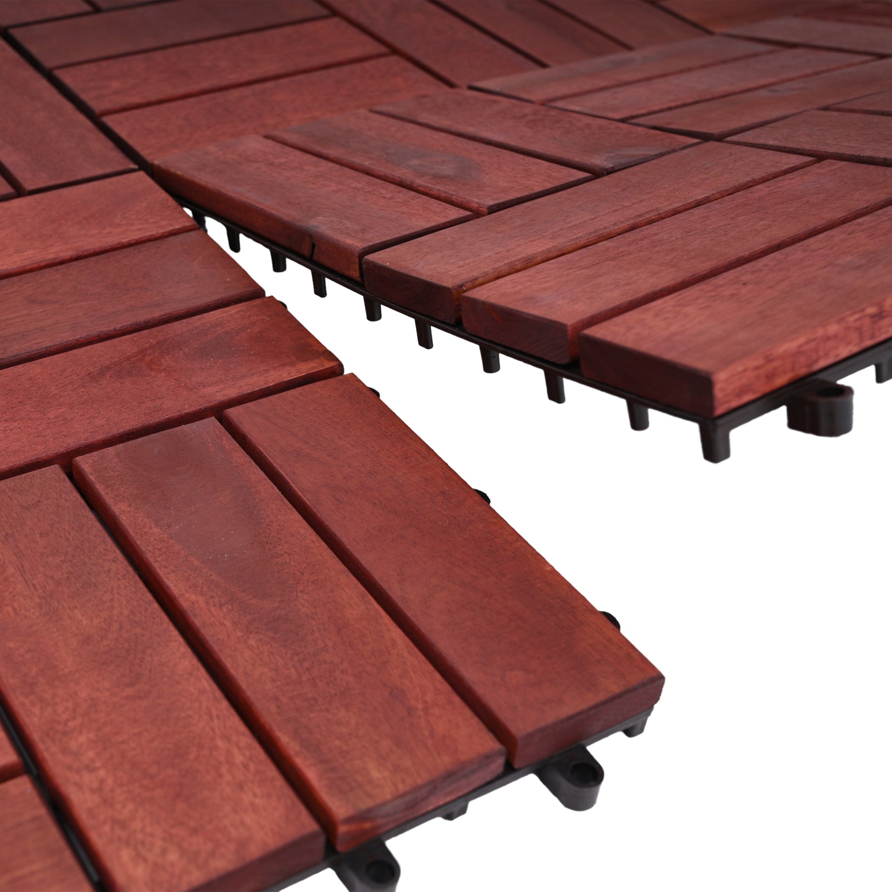 Bliss Outdoors Hardwood 12-Slat Interlocking Deck Tiles