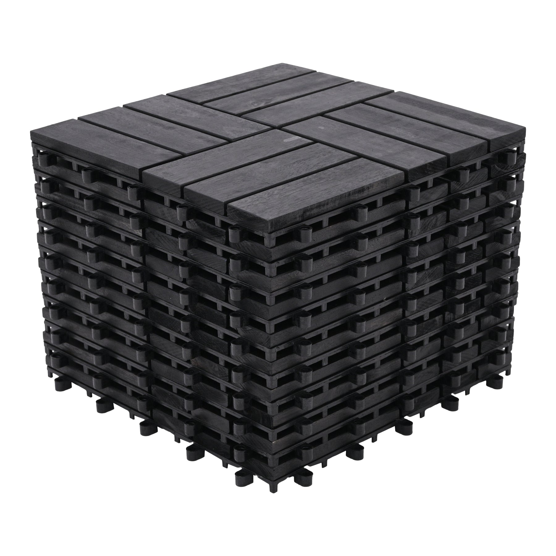 Bliss Outdoors Hardwood 12-Slat Interlocking Deck Tiles