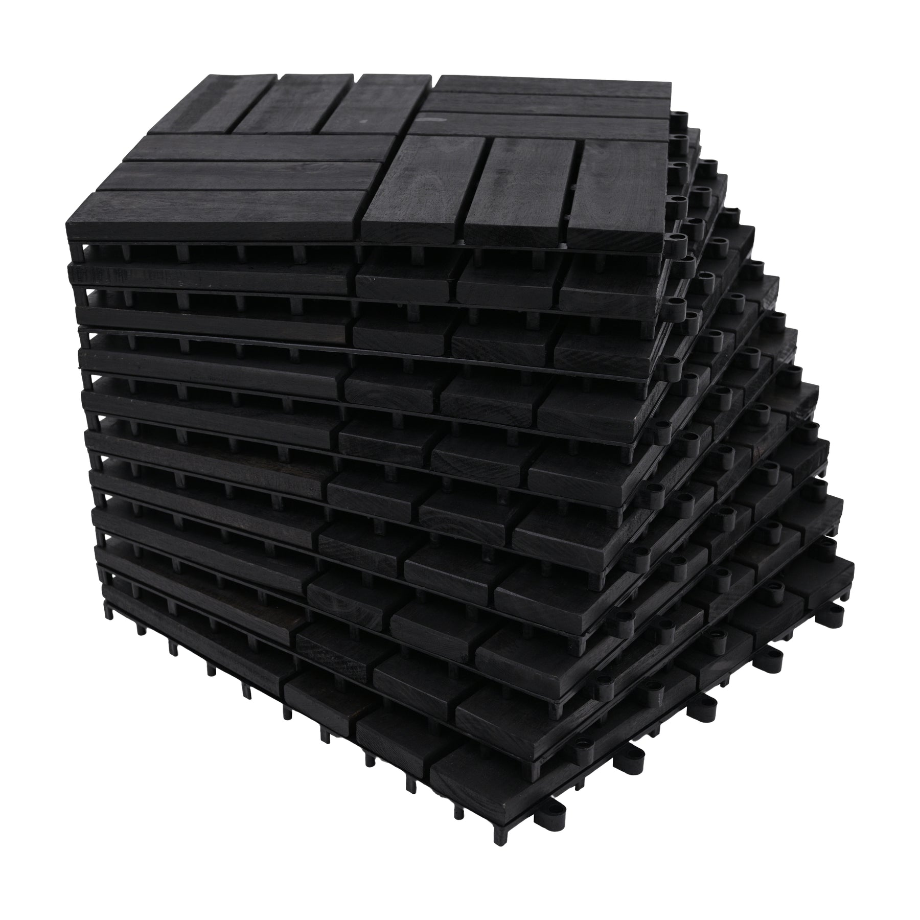 Bliss Outdoors Hardwood 12-Slat Interlocking Deck Tiles