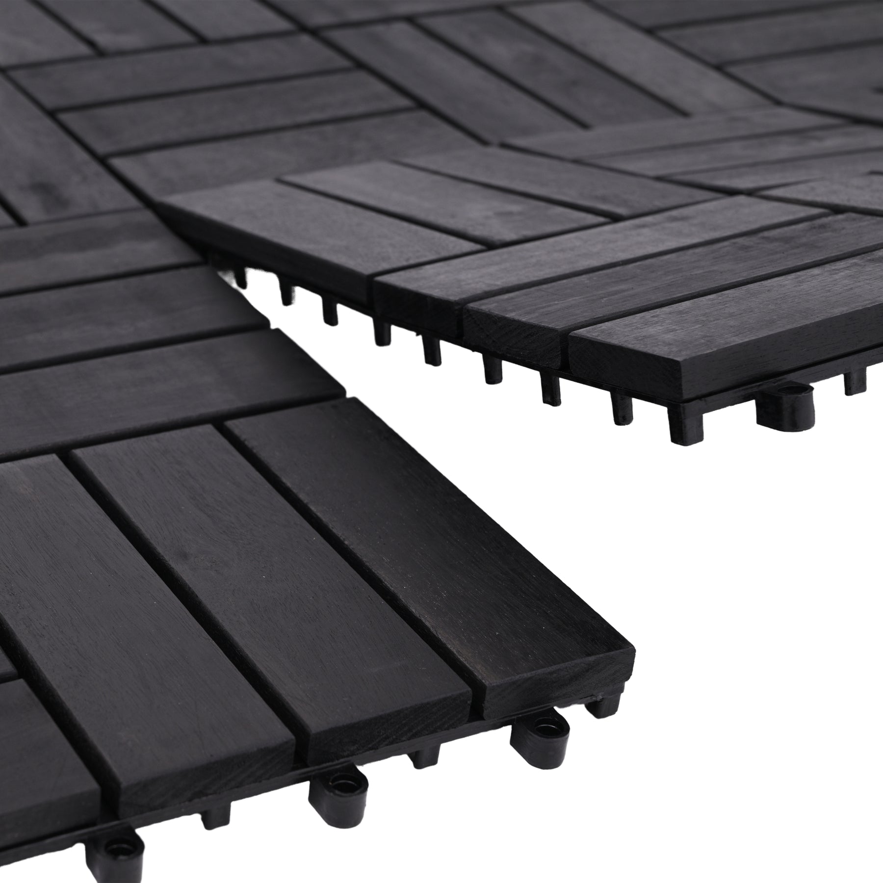 Bliss Outdoors Hardwood 12-Slat Interlocking Deck Tiles